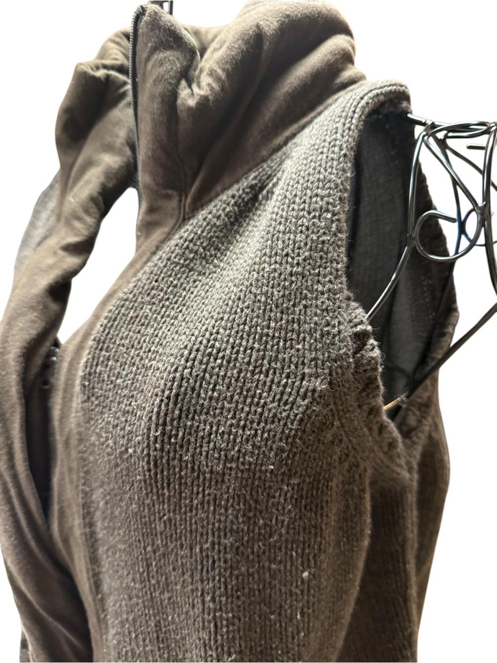 Eileen Fisher Brown Taupe Organic Cotton Knit Zip Vest Small - Picture 5 of 8